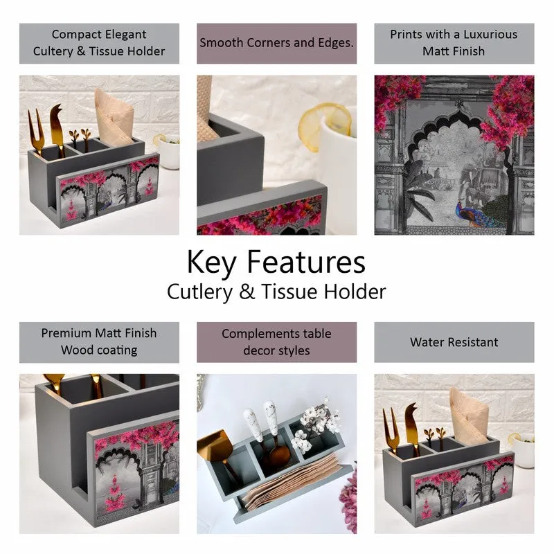 Floral Printed Wooden Cutlery Stand media 5
