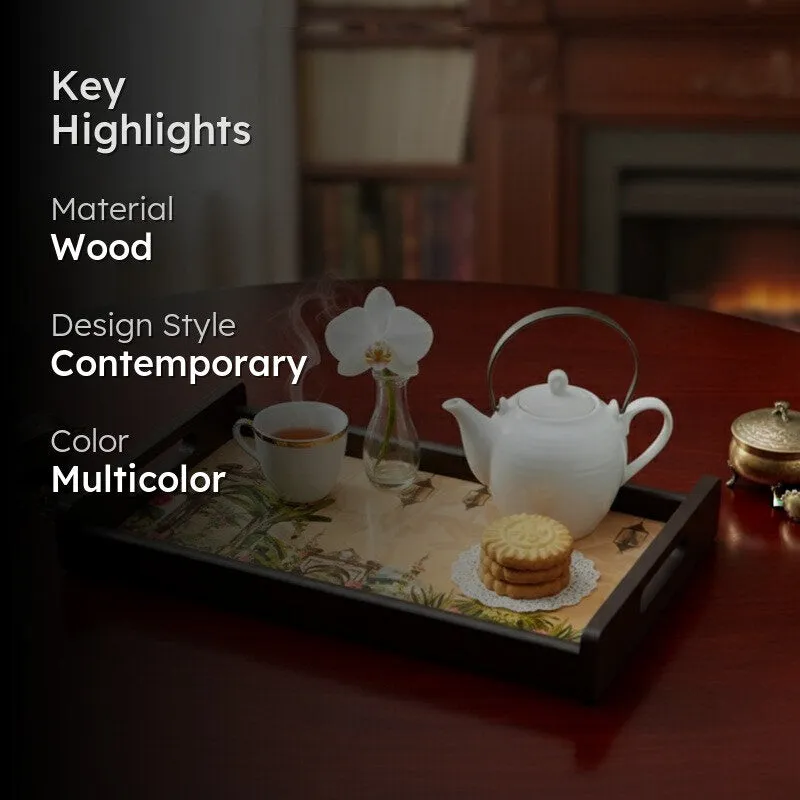 HeritageHaven Serving Tray with 4 Coasters - Five Piece Set media 2