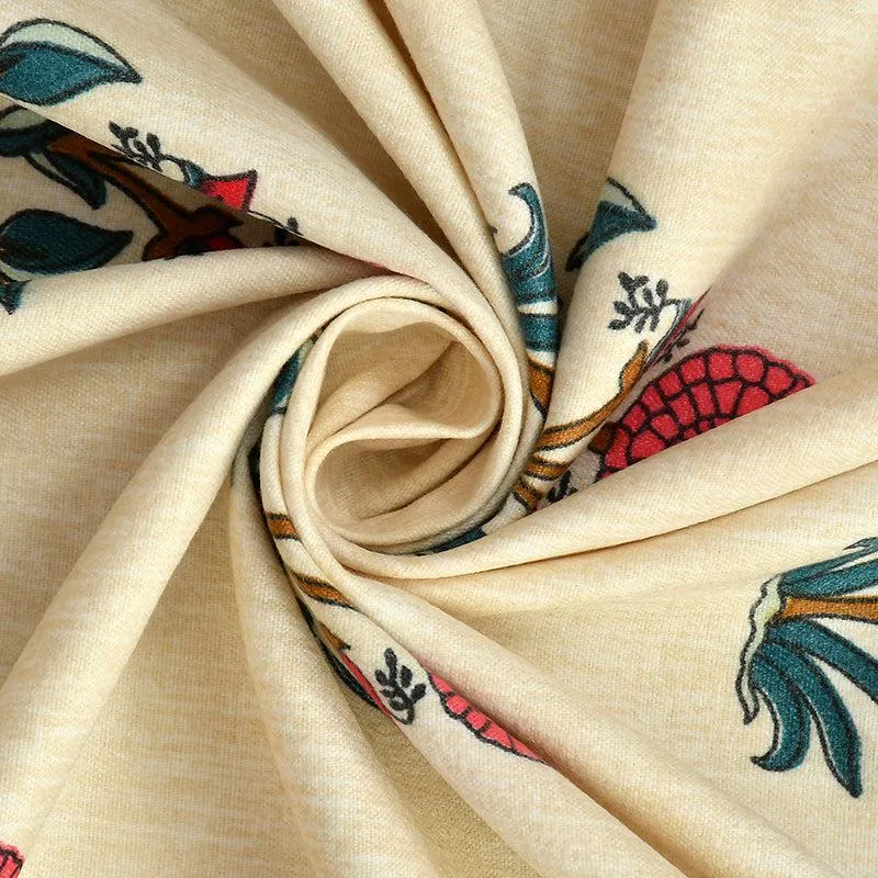 Larks Floral Microfiber Bedsheet (Cream) - 110 GSM media 5