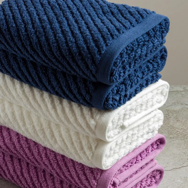 Nautica Riviera Soft Cotton Hand Towel (White, Dark Blue & Lilac) - Set Of Six media 5