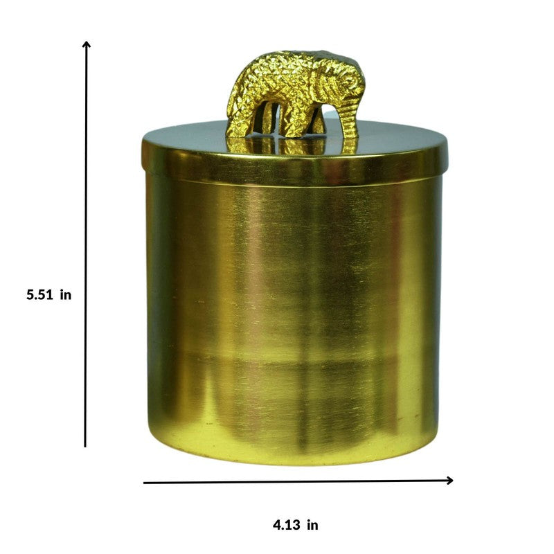 Luxury Elephant Knob Metal Jar (Gold) - Set Of Two media 5