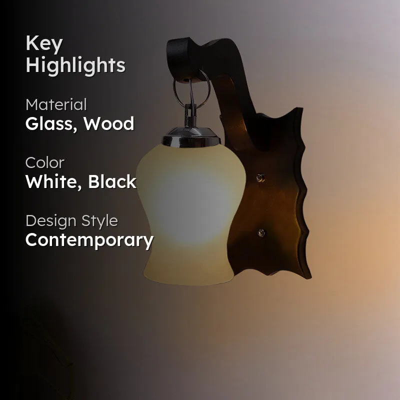 Delphi Glass & Wooden Wall Lamp media 2