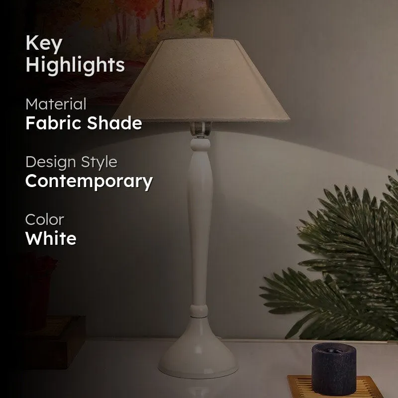 Royal Ovoid Fabric Table Lamp - White media 2