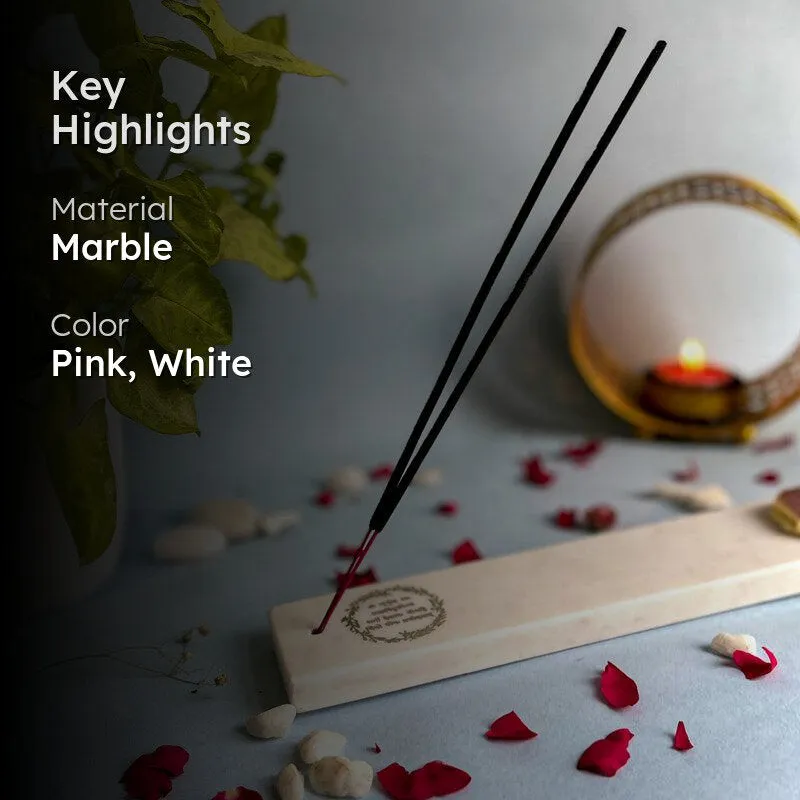 Gayatri Mantra Incense Holder With Rose Quartz Plating - Pink media 2