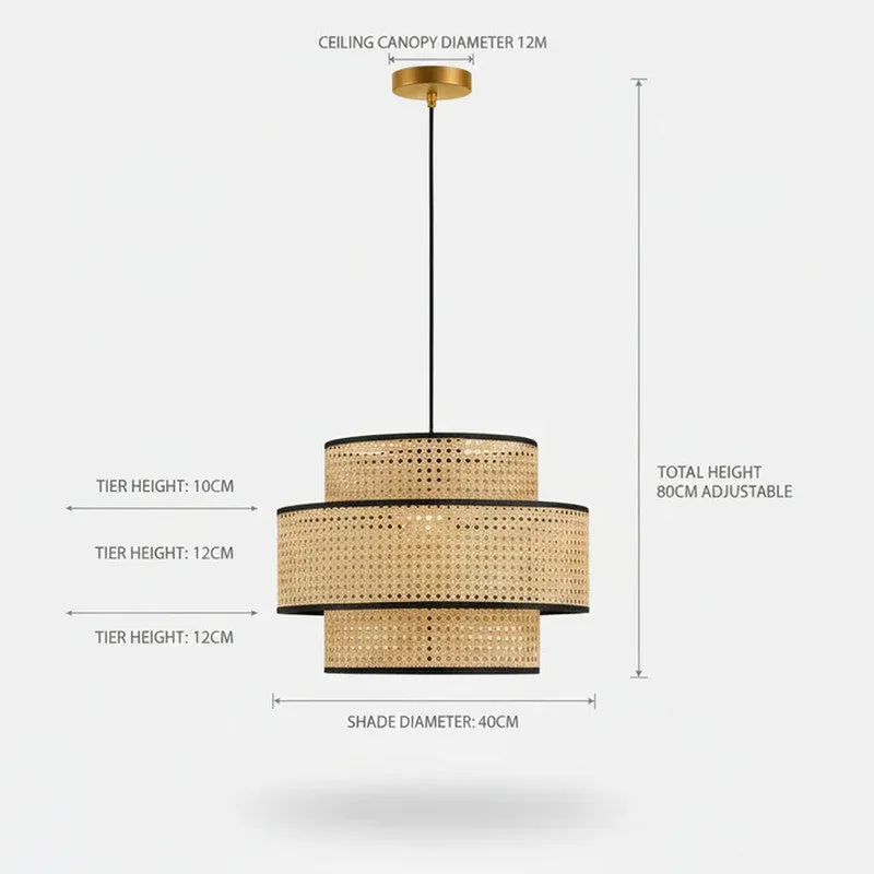 Twin Weave Cane Ceiling Lamp media 6