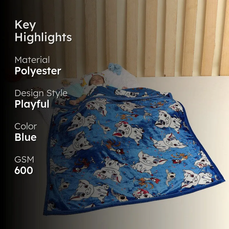 Monte Carlo Whimsical Cow Kids Blanket (Blue) - 600 GSM media 2