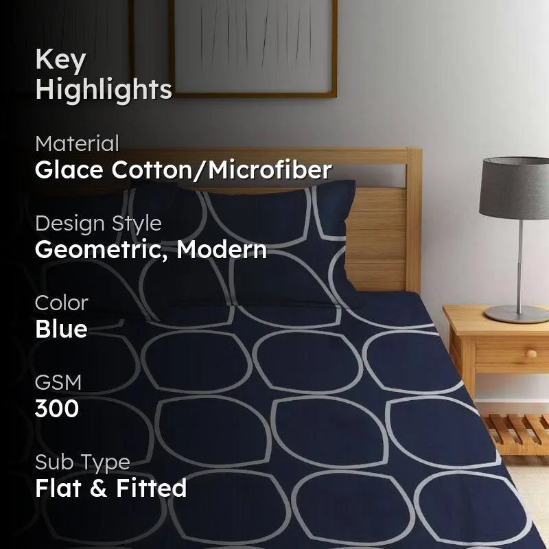 Circum Jive Microfiber Bedsheet (Dark Blue) - 300 GSM media 2