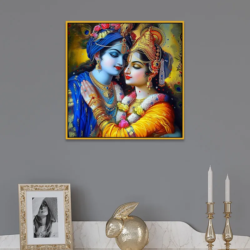 Cosmic Krishna - Radha Canvas Wall Art With Frame media 1