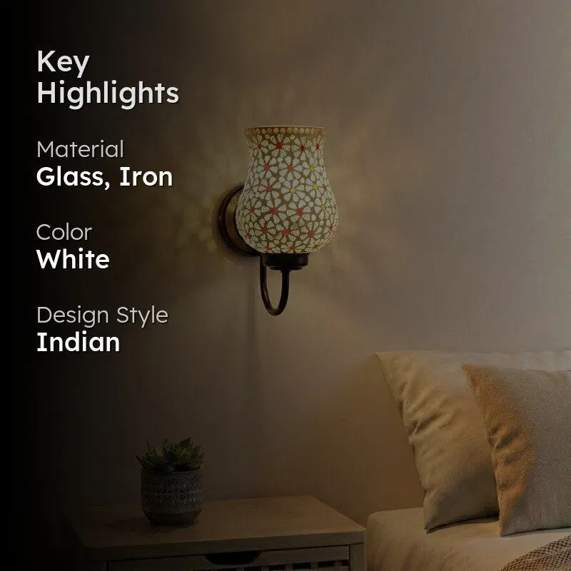 Scattered Bloom Mosaic Glass Wall Lamp - White - 2