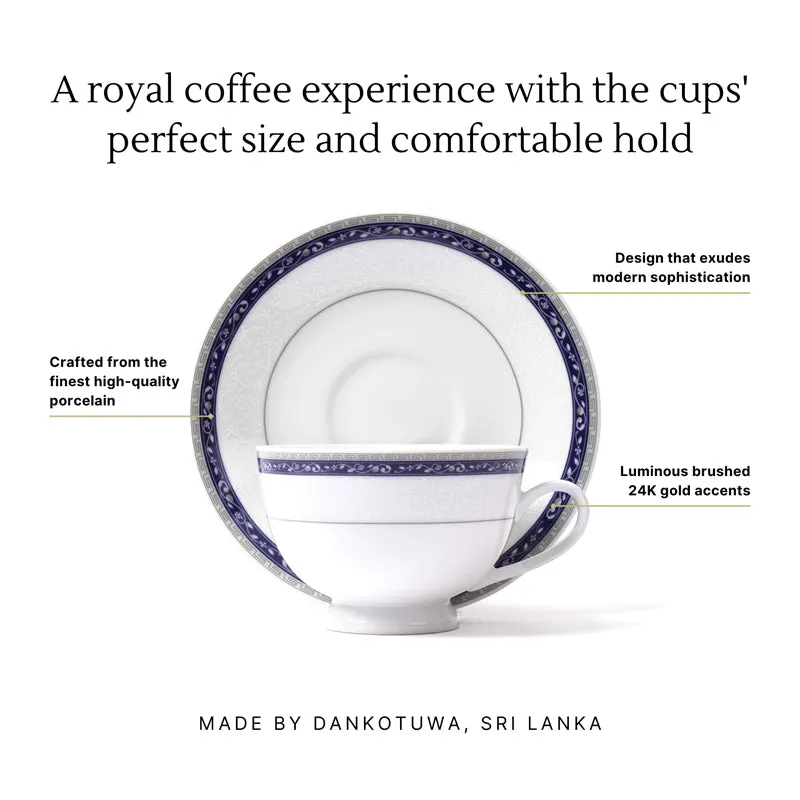 Dinole 24k Gold Brushed Porcelain Tea Cup & Saucer (280 mL Each) - Set of Six media 8