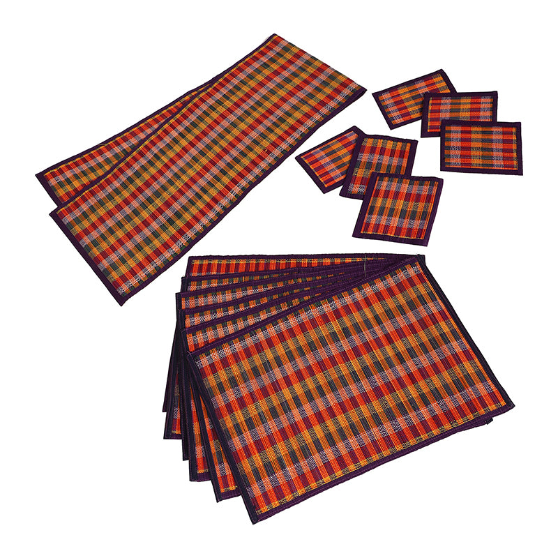 Chequered Zen Bamboo Kitchen Linen Set (Purple) - Thirteen Piece Set media 4