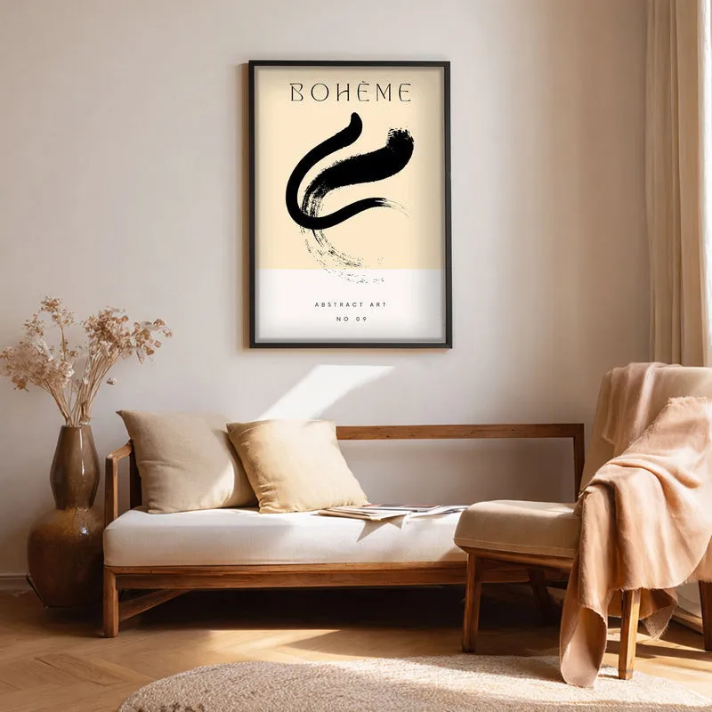 Gestural Calm Canvas Wall Painting With Black Frame media 1