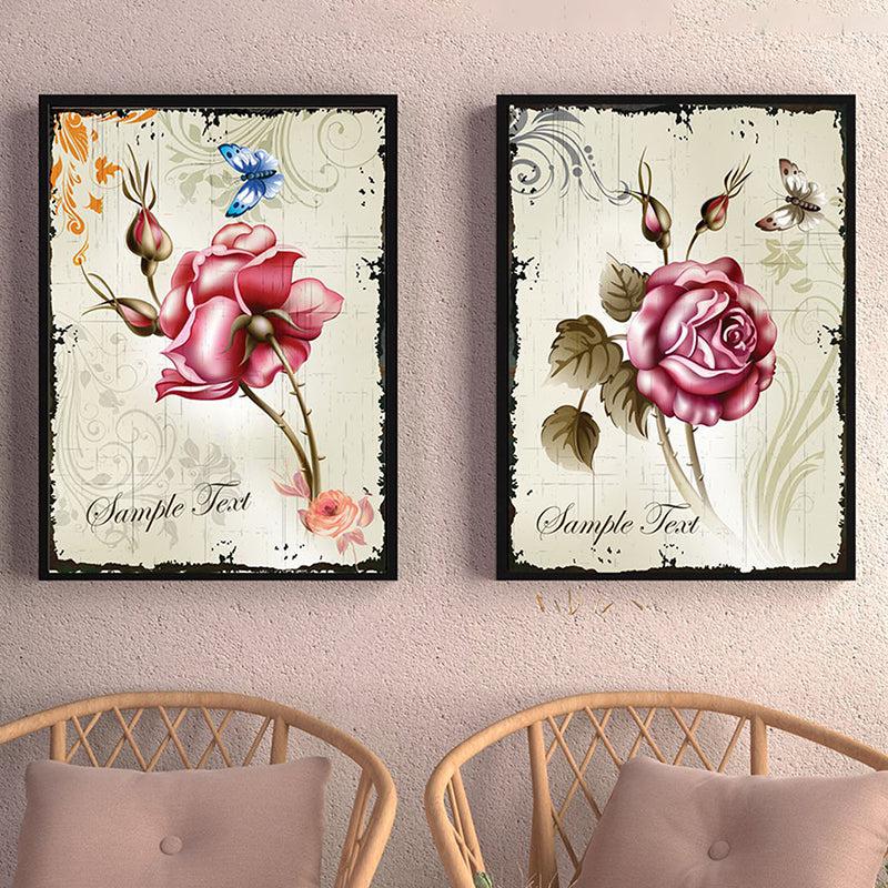 Retro Rose Wall Painting - Set Of Two