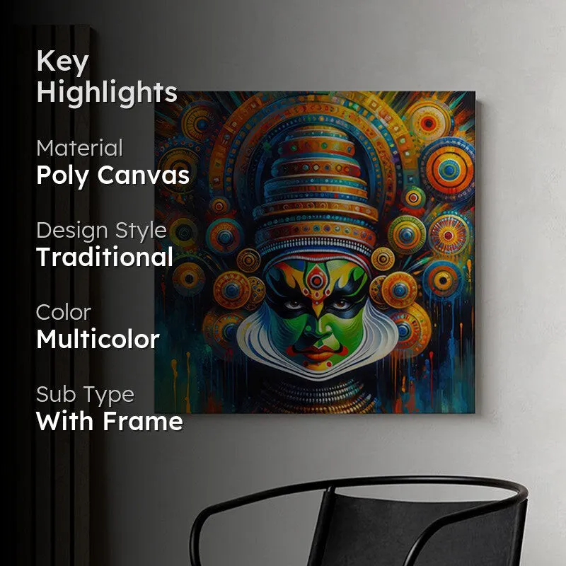 Kerala Kathakali Face Poly Canvas Wall Painting media 2