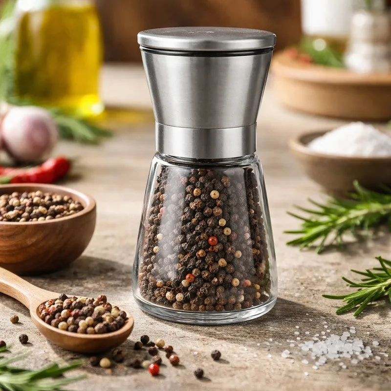 Stylish Minimalist Glass Salt & Pepper Grinder media 1