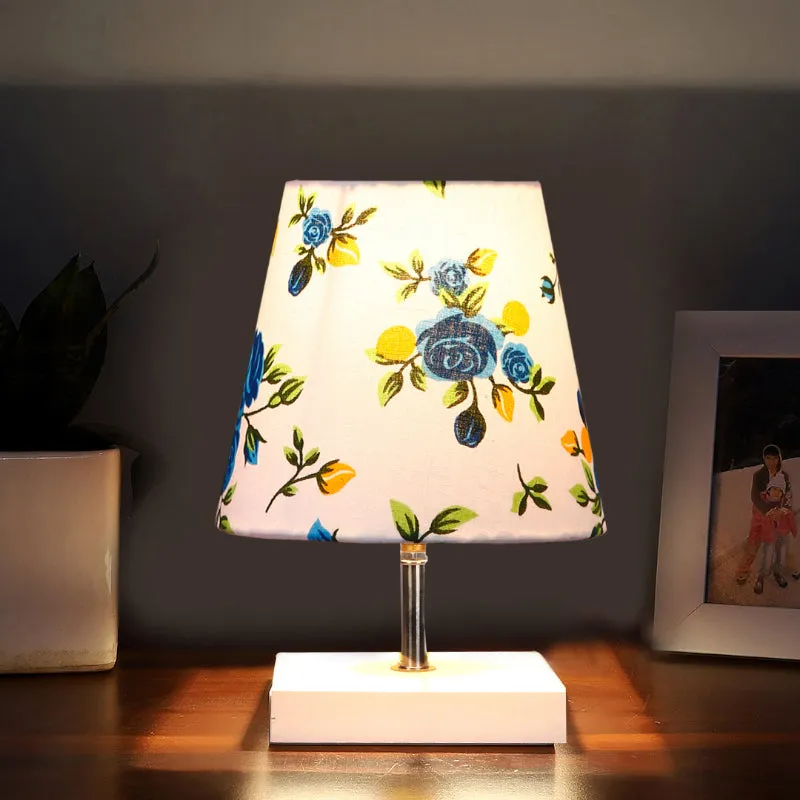 Alsa Blue Fleur Fabric Table Lamp - Multicolor media 1