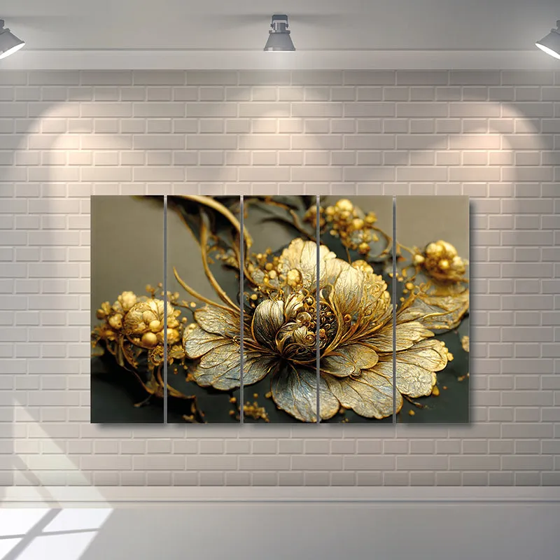 Elegant Gold Canvas Wall Art - Set Of Five media 3