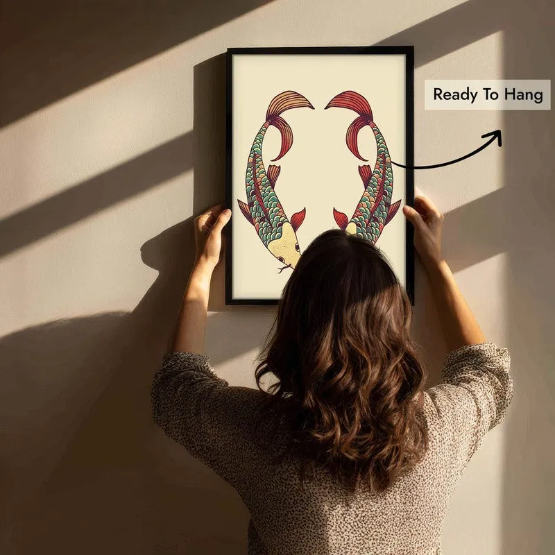 Decorative Bird Illustration Canvas Wall Painting With Black Frame media 10