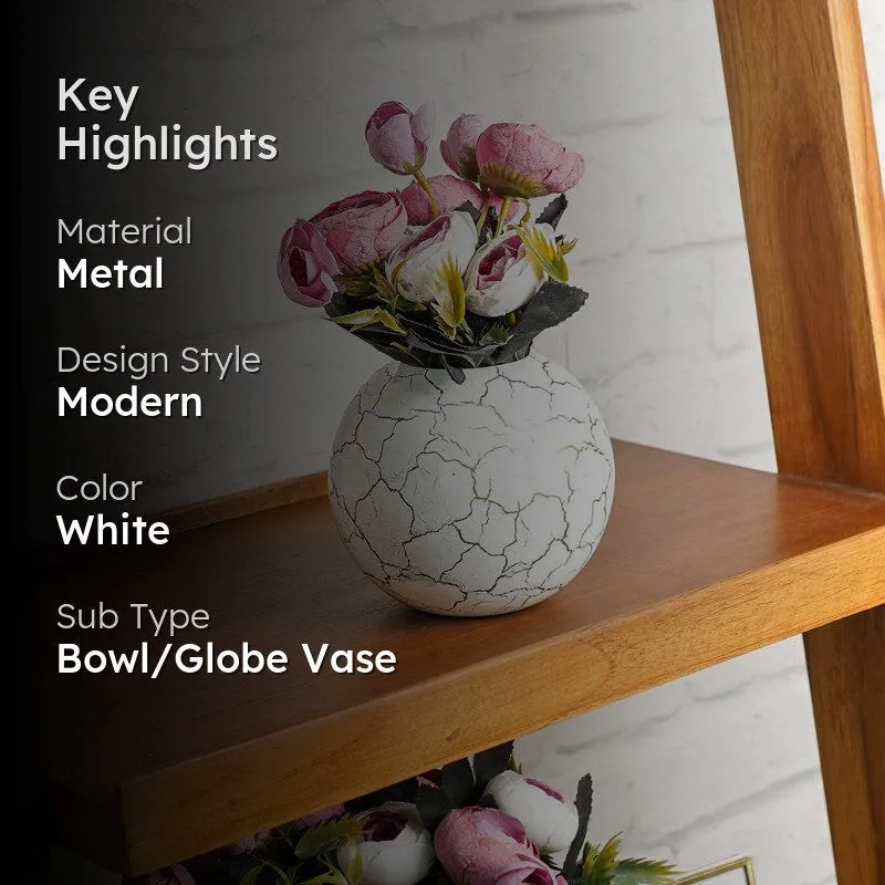 Manva Crackled Ball Vase (White) - Small media 2