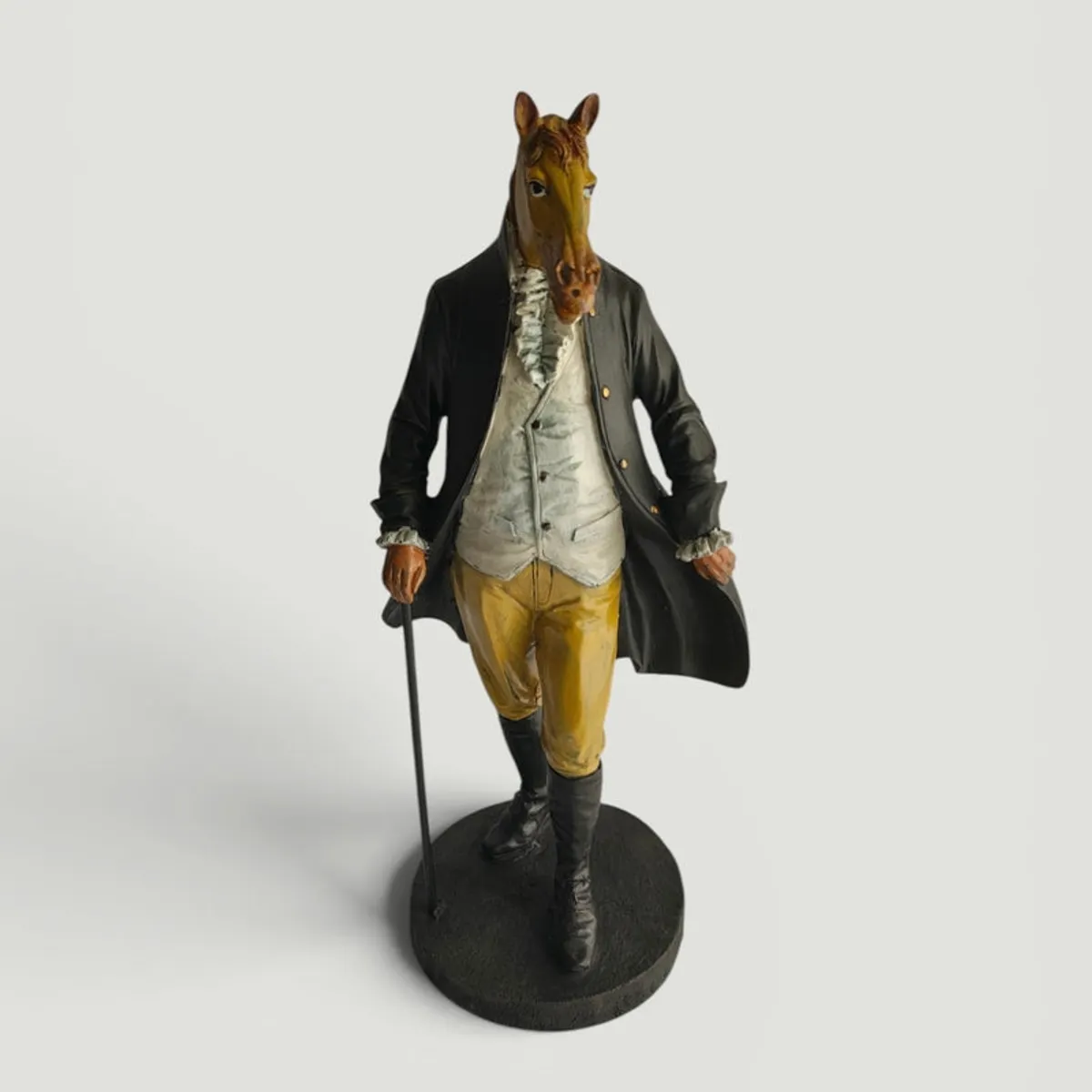 Top front view of the horse-headed gentleman figurine