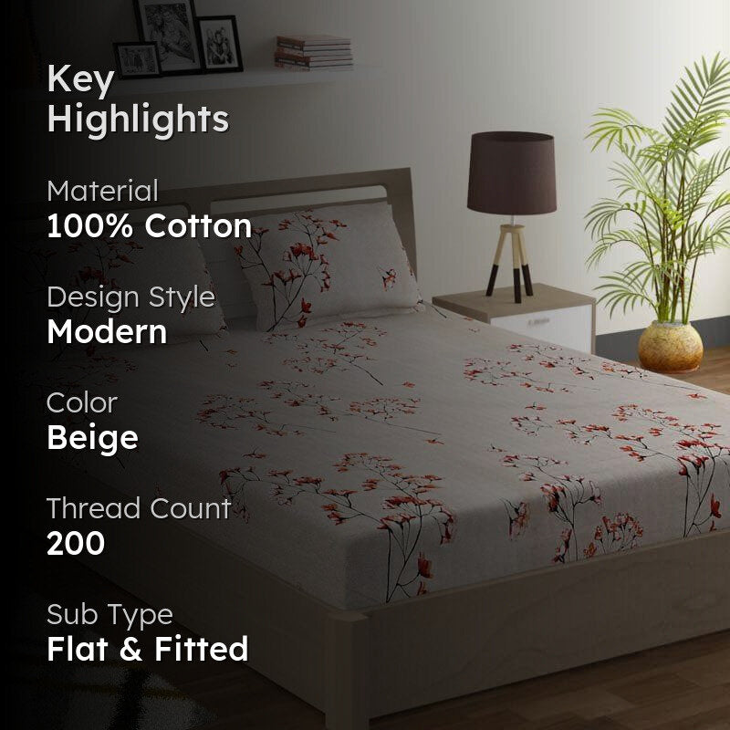 Swayam Wonder Bloom Cotton Bedsheet - 200 TC media 2