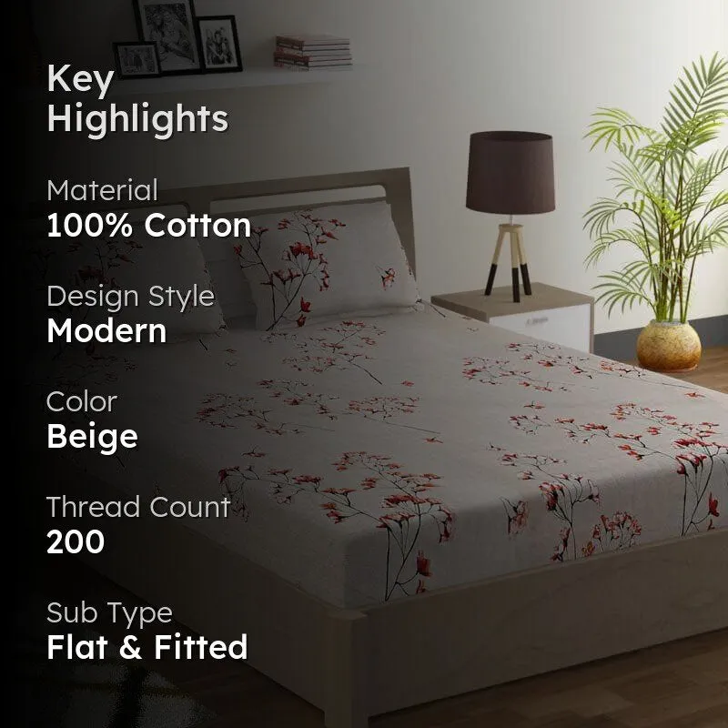 Swayam Wonder Bloom Cotton Bedsheet - 200 TC media 2