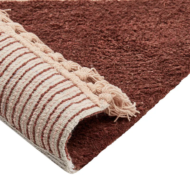Plush Stripe Tufted Cotton Area Rug - Brown media 5