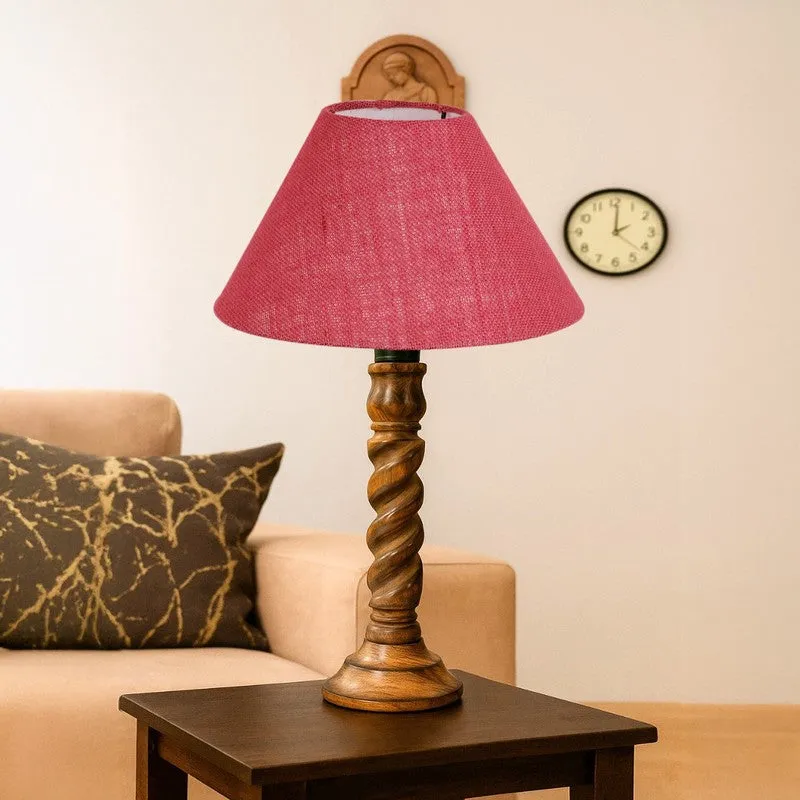 Elvane Zylo Wooden Table Lamp - Pink media 4