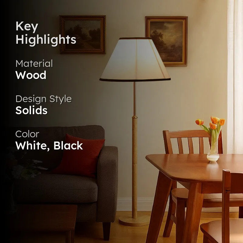 Earth Tone Wooden Floor Lamp - White & Black media 2