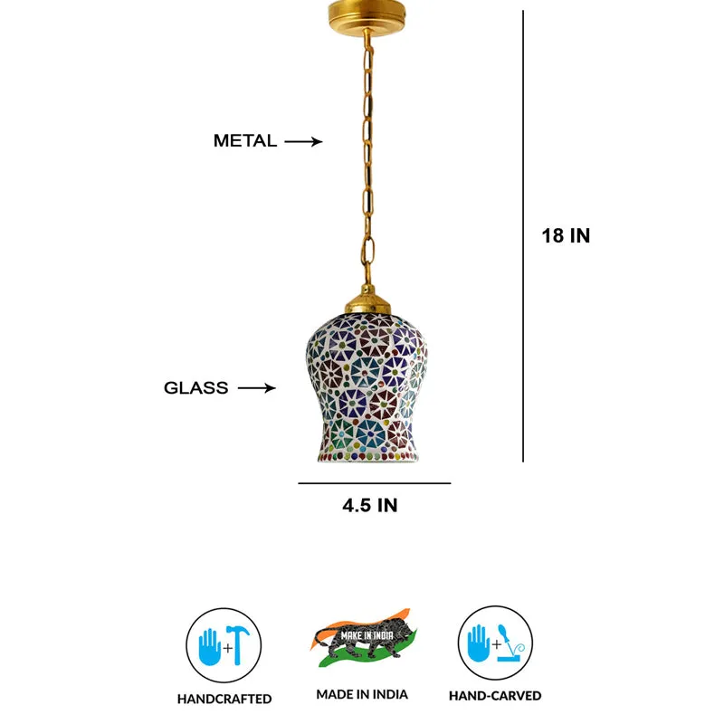 Mosaic Petals Metal & Glass Ceiling Lamp media 7