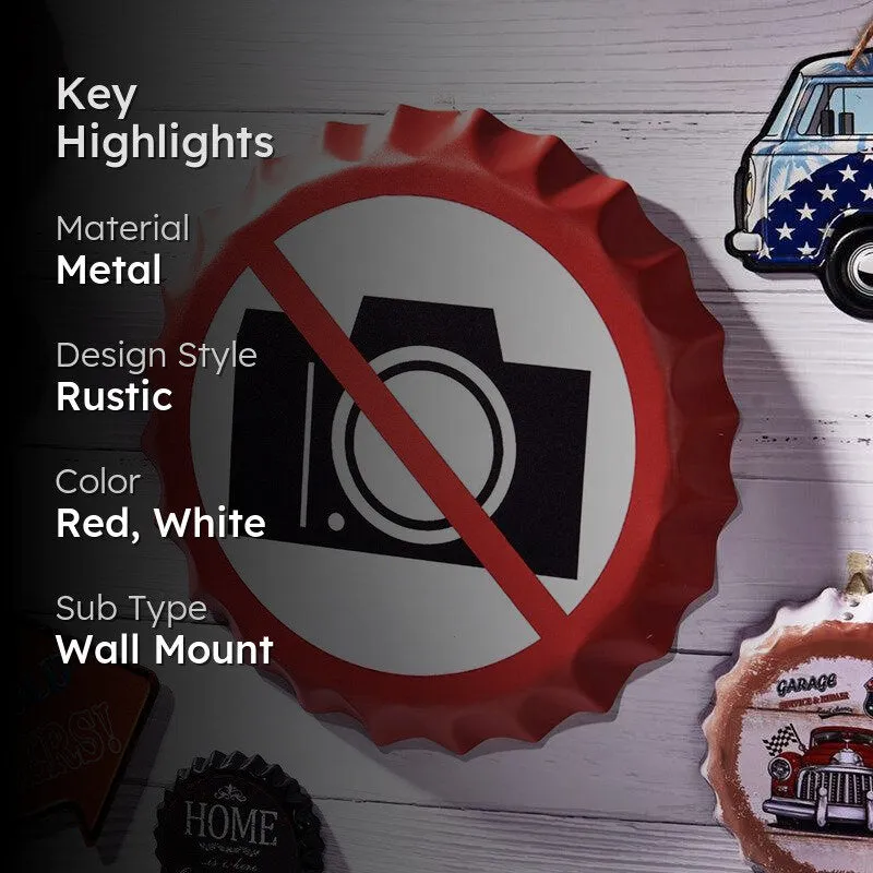 No Photography Bottle Cap Metal Wall Accent media 2