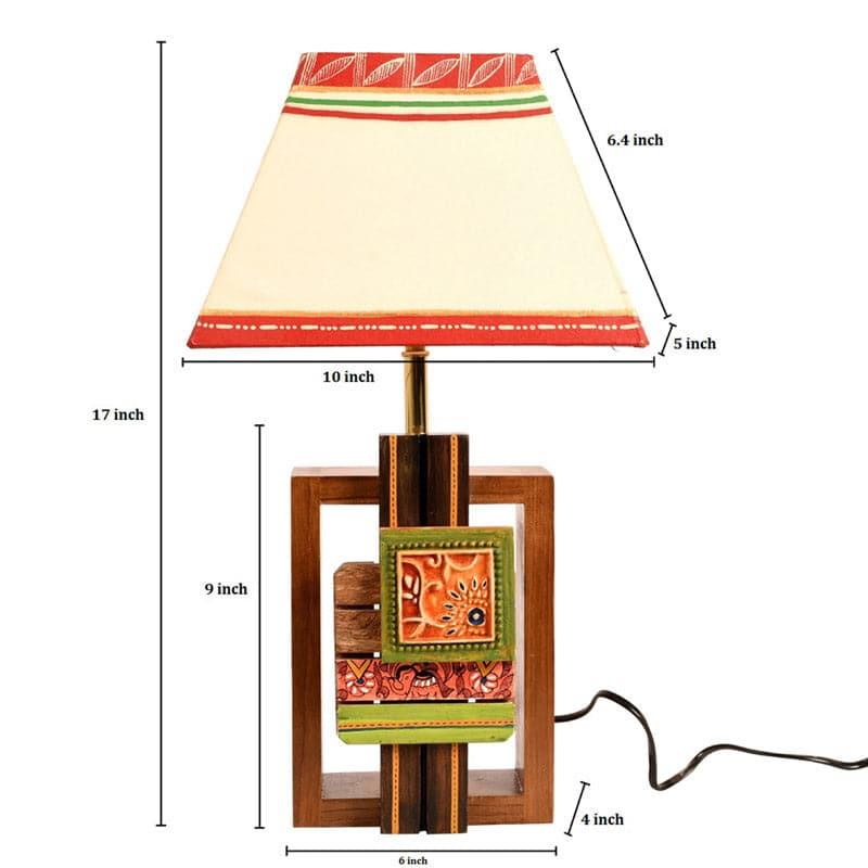 Prena Wooden Fabric Table Lamp - Multicolor media 6