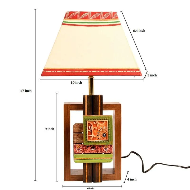 Prena Wooden Fabric Table Lamp - Multicolor media 6