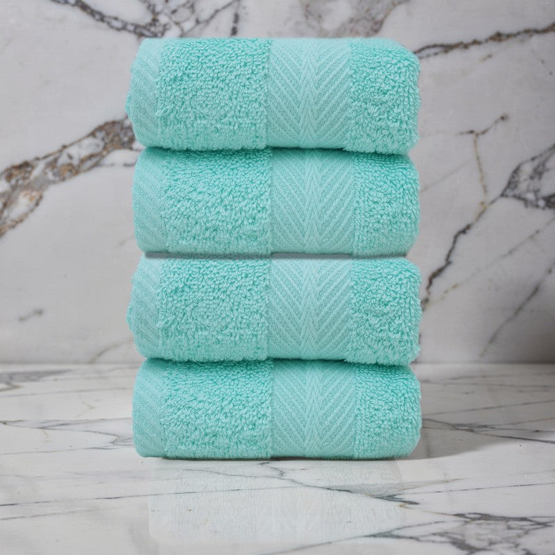PlushAura Cotton Face Towel (Aqua) - Set Of Four media 3