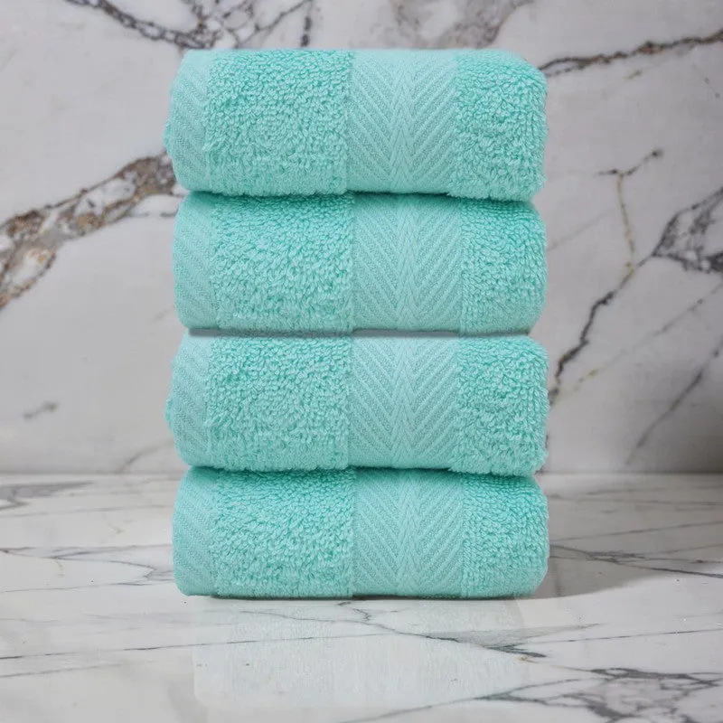 PlushAura Cotton Face Towel (Aqua) - Set Of Four media 3