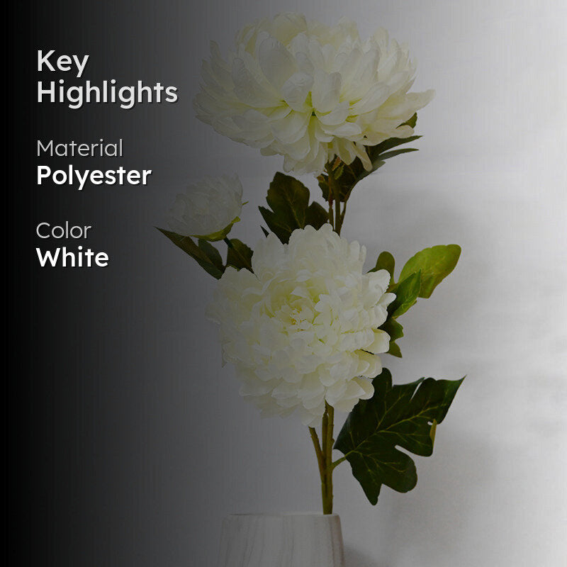 Artificial Peony Flower Stick - White media 2