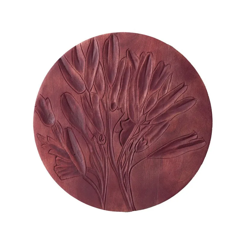 Crimson Petals Floral Wooden Carved Wall Plate media 3