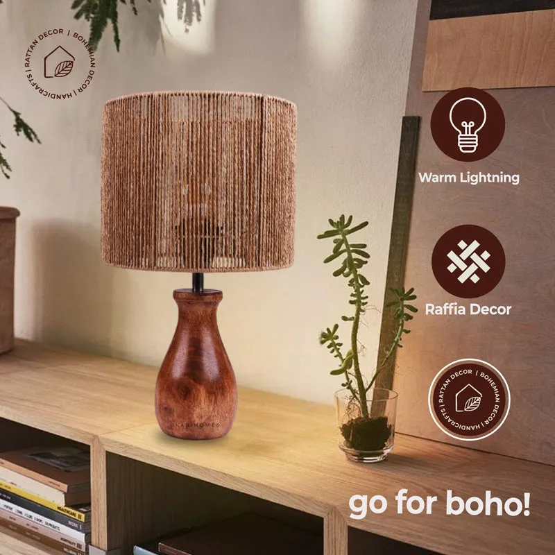 WhirlLit Rattan Mango Wood Table Lamp - Beige,Brown media 4
