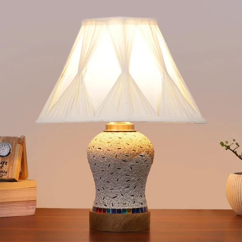 Nivora Smocked Wooden Table Lamp - Multicolor media 3
