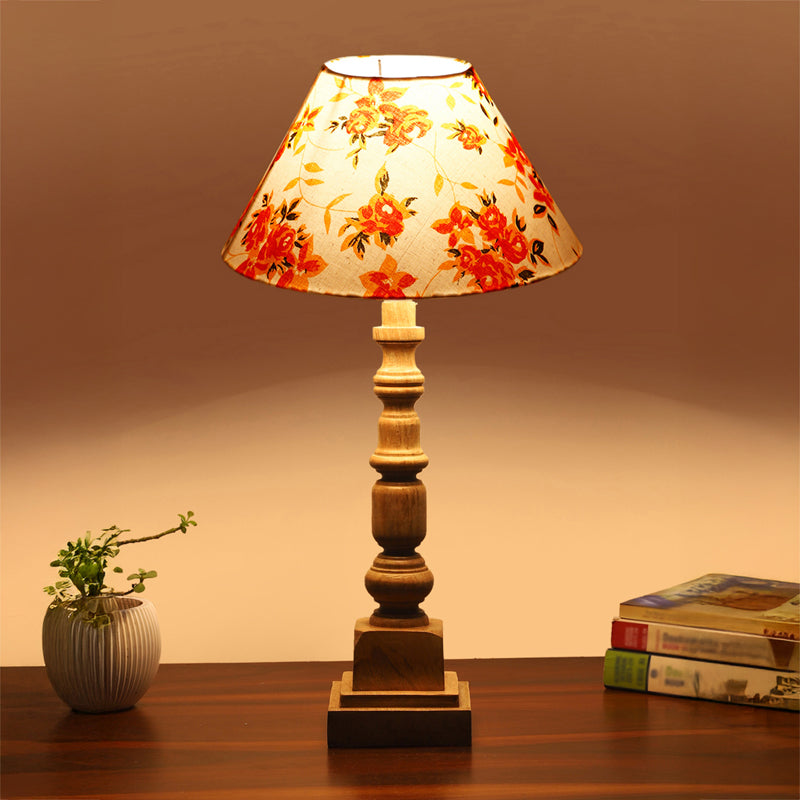 Fleur Cone Arbor Wooden Table Lamp - Multicolor