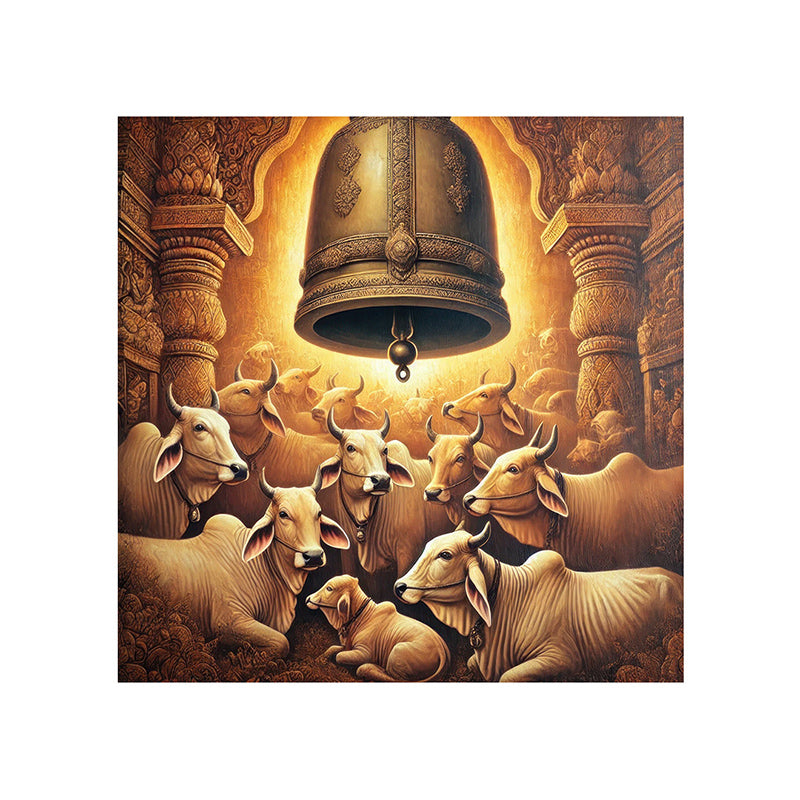 Sacred Bells & Cows Poly Canvas Wall Painting media 4