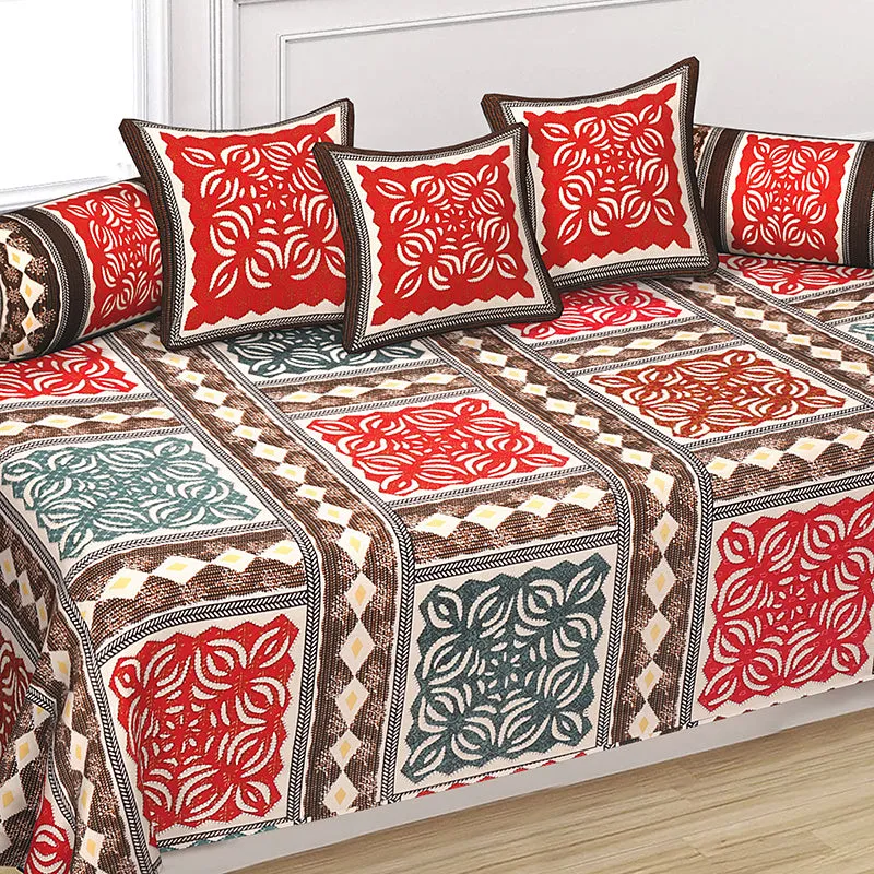 Ayatana Ethnic Cotton Diwan Set (Red) - Six Piece Set media 3