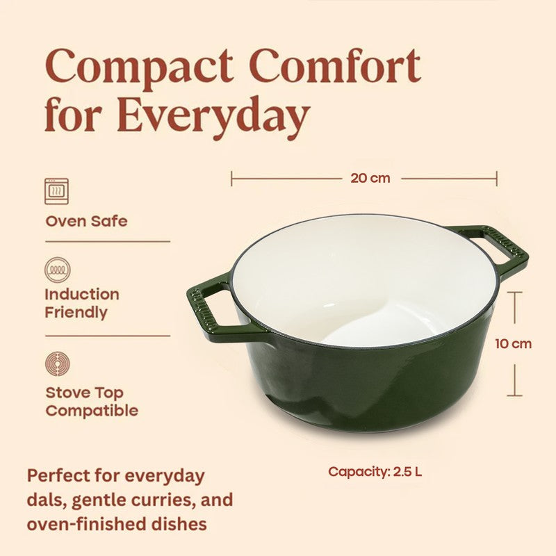 Cumin Co Enamel Cast Iron Cooking Pot (2500 mL) - Green media 8