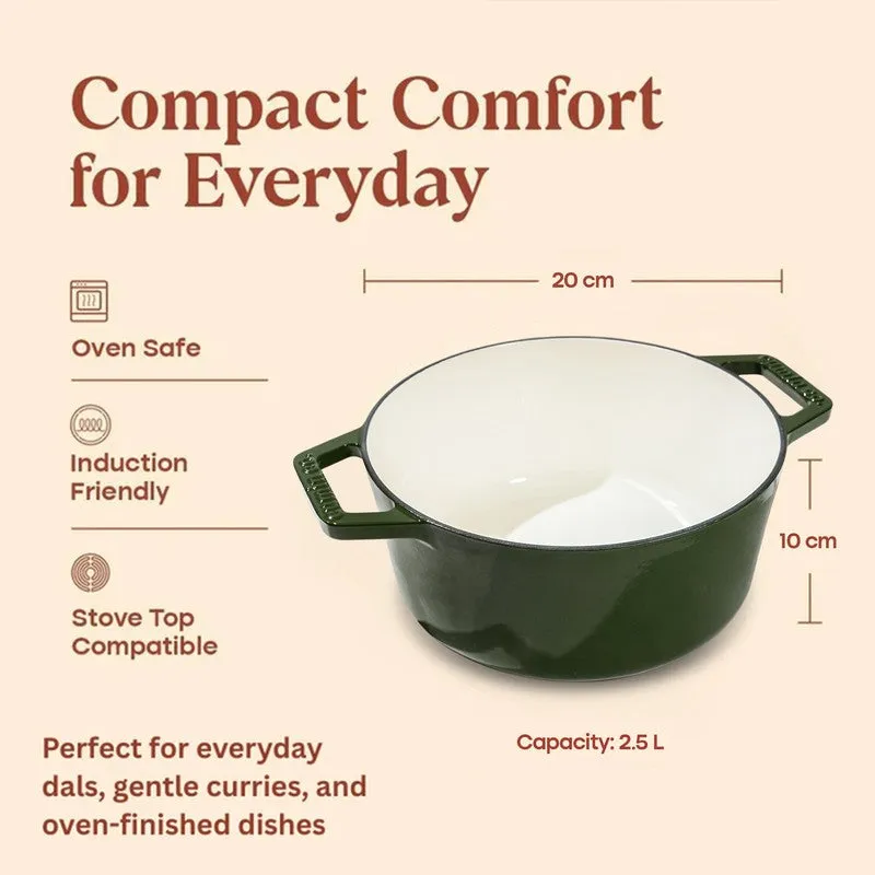 Cumin Co Enamel Cast Iron Cooking Pot (2500 mL) - Green media 8