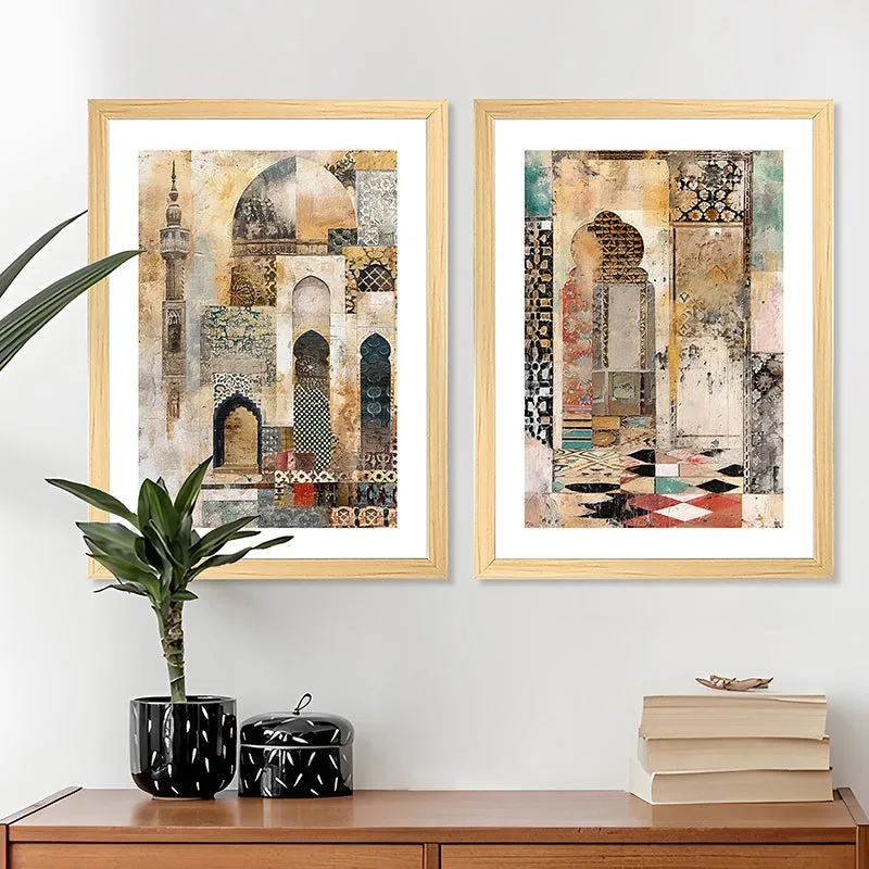 Earthy Mahal Wall Art With Frame - Set Of Two media 3