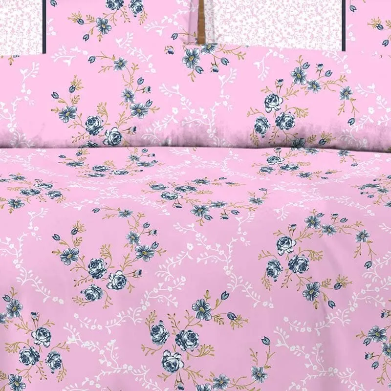 Floral Bouquet Cotton Bedsheet (Magenta) - 170 TC media 3