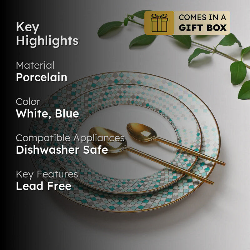 Christolite 24k Gold Brushed Porcelain Dinner Set - 21 Piece Set media 2