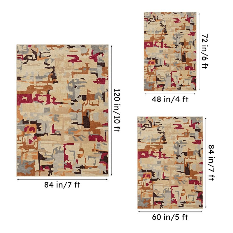 Horus Hand Tufted Abstract Wool & Nylon Carpet - Brown & Beige media 14