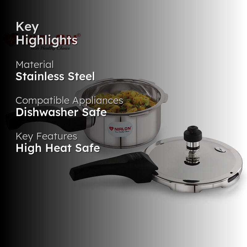 Nirlon Steel Pressure Cooker - 1000 mL/ 9 Inches media 2