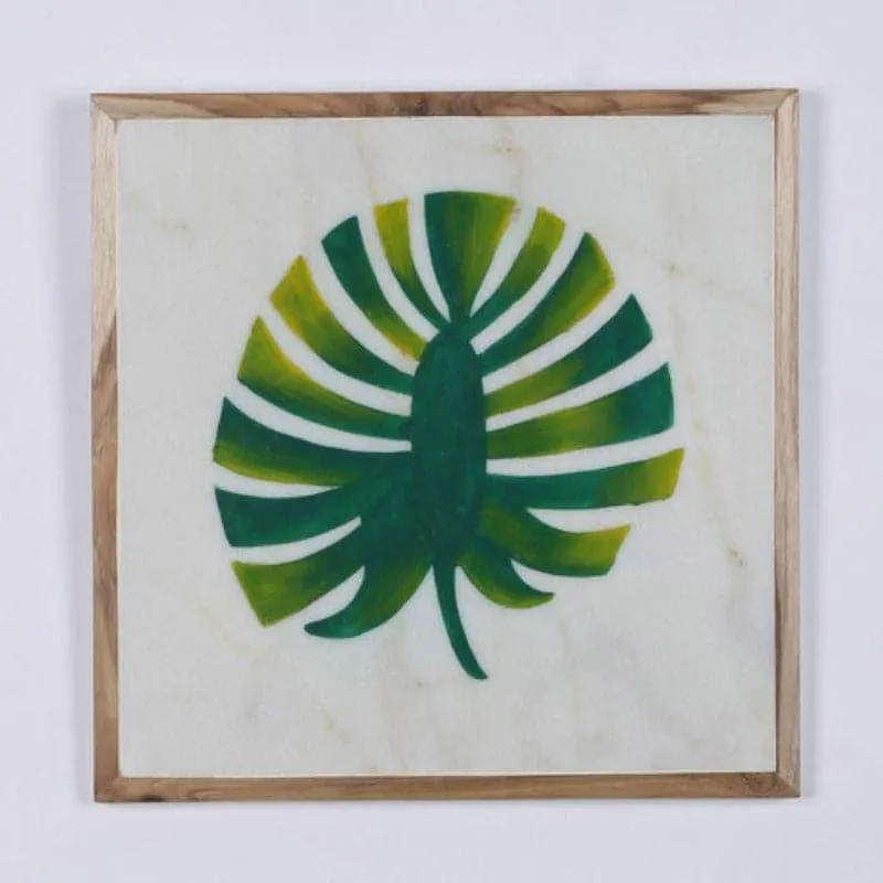 Monstra Leaf Hand Painted Marble Wall Accent media 3